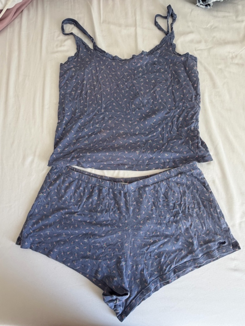 Women’s Navy Blue Printed Cami & Short Sleep Set